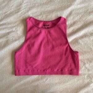 Garage Pink Ribbed Sleeveless Crop Top